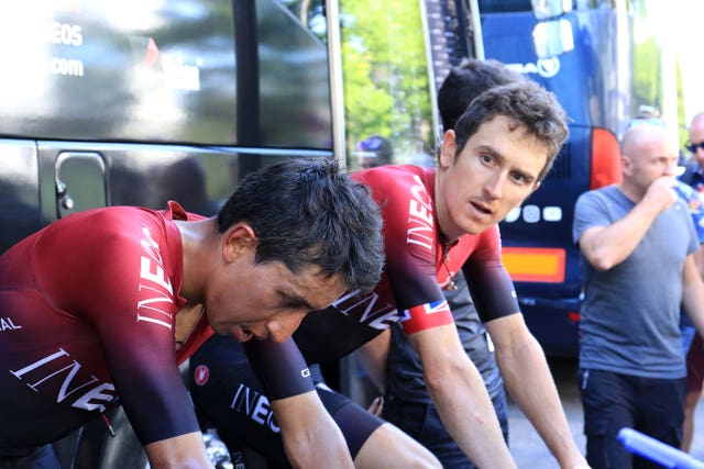 Egan Bernal, left, and Geraint Thomas
