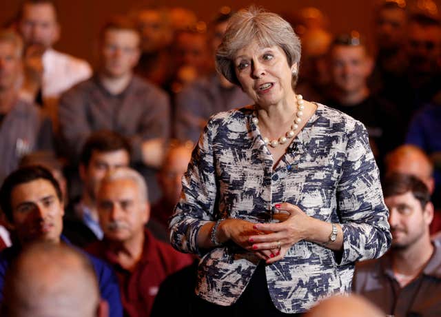 Theresa May told workers at Reece Group in Newcastle that she has had 'constructive' talks about her Brexit plan (Russell Cheyne/PA)