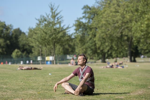 A man meditates