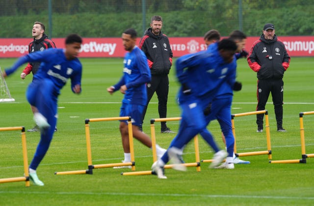 Manchester United manager Michael Carrick during a training session