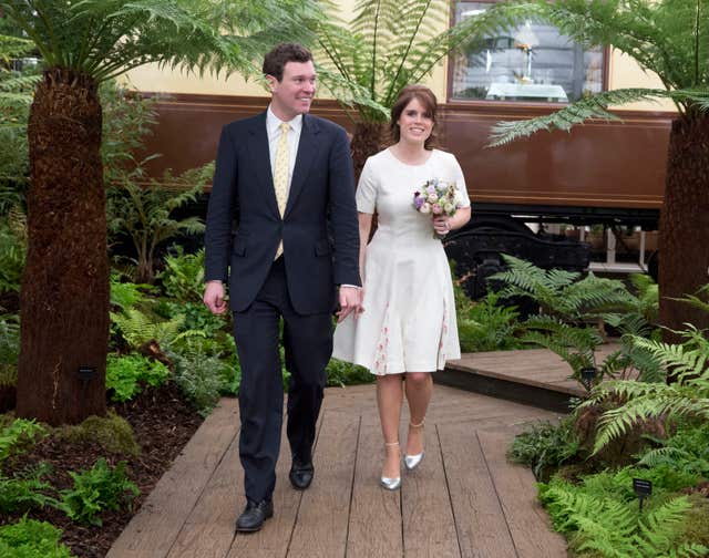 Eugenie of York and Jack Brooksbank during a visit to the RHS Chelsea Flower Show (Heathcliff O'Malley/Daily Telegraph/PA)