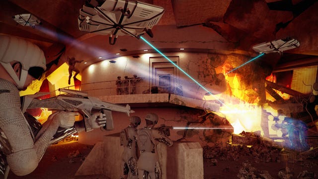 A scene using equipment devised by engineer graduates