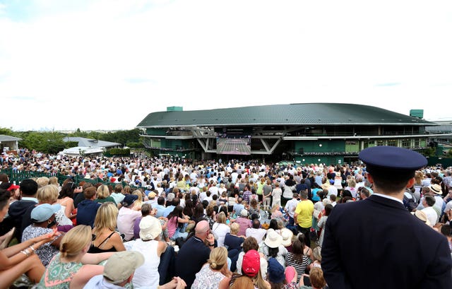 Fans packed onto the hill at Wimbledon to watch Konta's semi-final in 2017