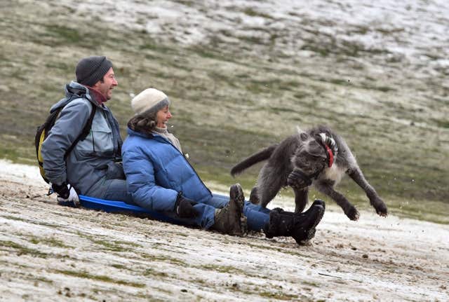 People playing with their sledges in Greenwich Park, east London (John Stillwell/PA)