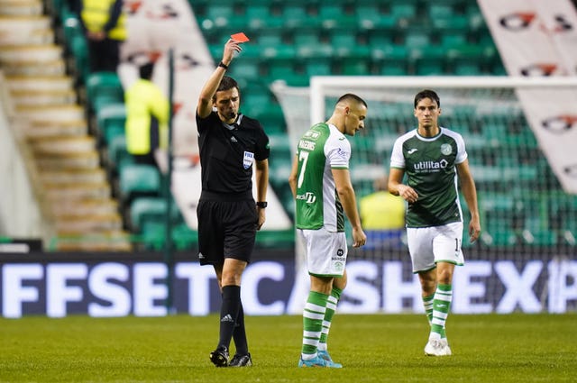Kyle Magennis is sent off