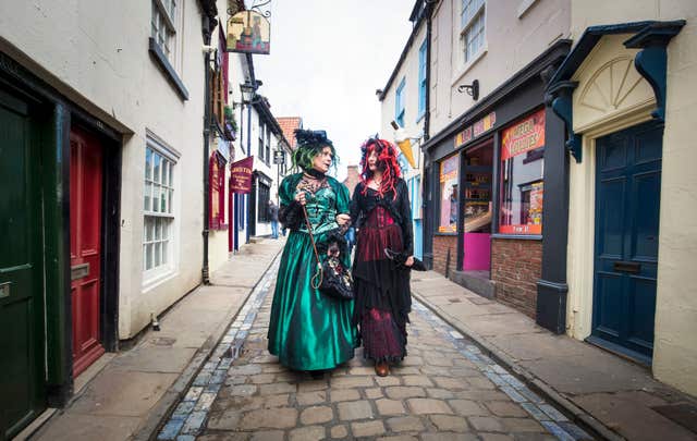 Goths walk the old streets of Whitby (Danny Lawson/PA)