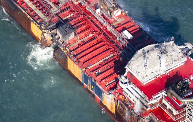 The damaged Stena Immaculate seen from above