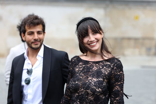 Model Daisy Lowe and husband Jordan Saul leave following the wedding of Spice Girl Melanie Brown, Mel B, to fiance hairdresser Rory McPhee at St Paul’s Cathedral, London