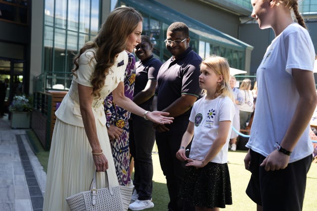 The Princess of Wales meeting Lydia Lowe, eight