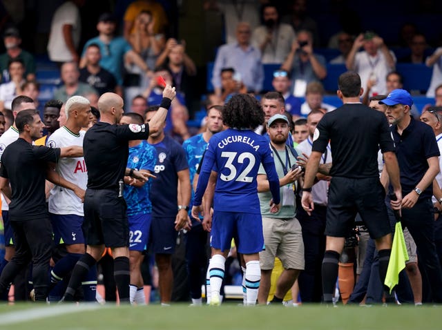 Thomas Tuchel is sent off by referee Anthony Taylor