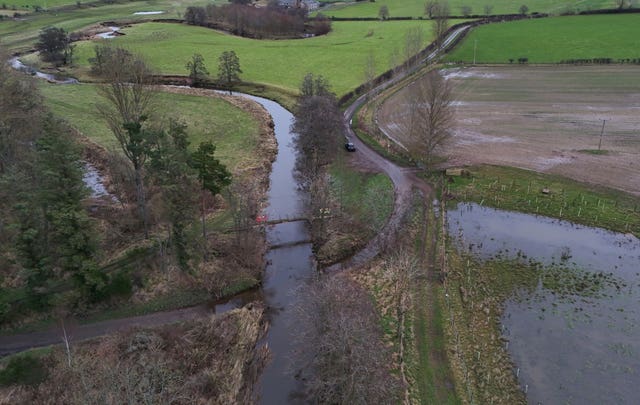 Overhead shot of the River Aln near Alnwick