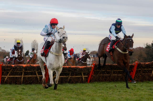 Caid Du Lin (left) in action at Sandown