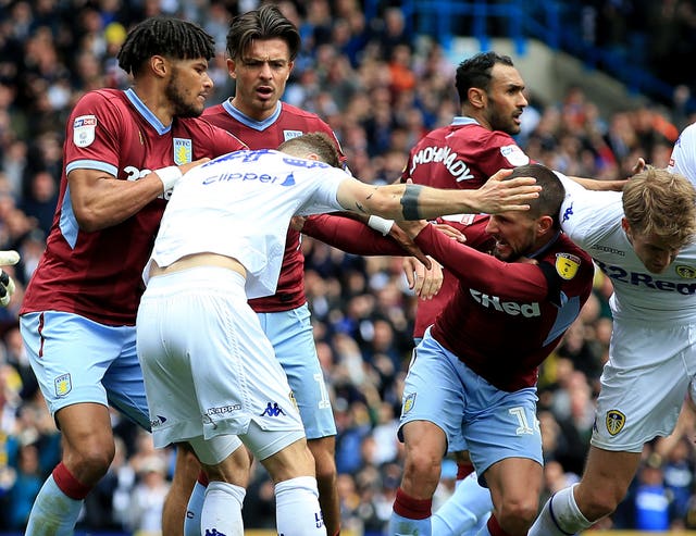 Villa and Leeds players clashed after Klich's controversial opener