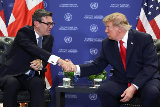 Prime Minister Andy Burnham shakes hands with US President Donald Trump at the United Nations General Assembly in New York