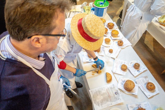 Pies being judged at the British Pie Awards