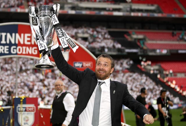 Fulham manager Slavisa Jokanovic celebrates after the Championship play-off final at Wembley. (PA)