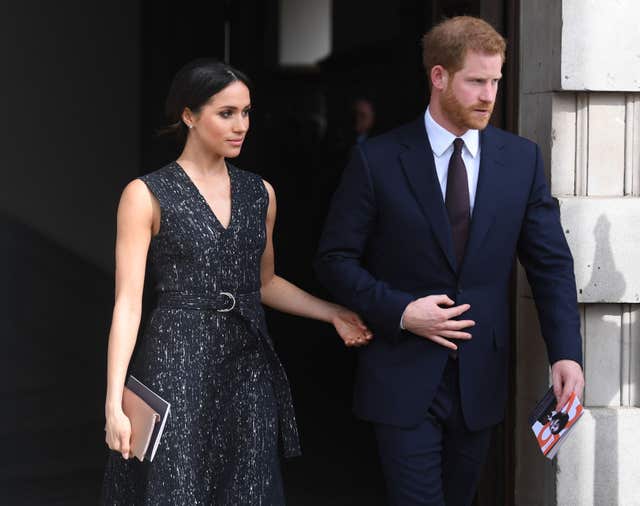 Ahead of Prince Harry's wedding to Meghan Markle, a giant wedding card was unveiled in Los Angeles (Victoria Jones/PA)