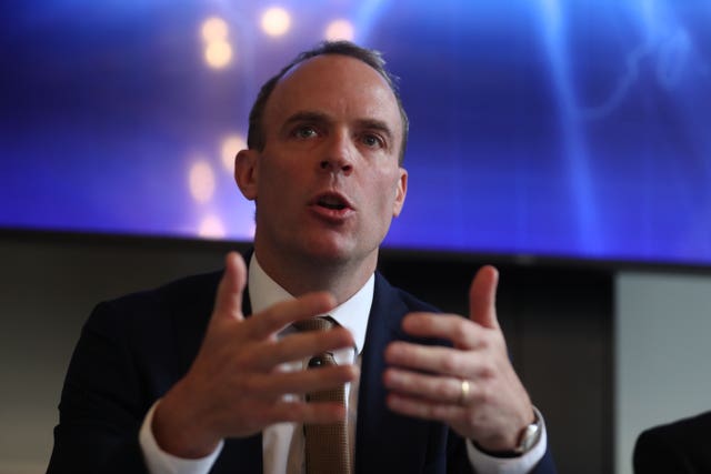 Former Brexit secretary Dominic Raab (Steve Parsons/PA)