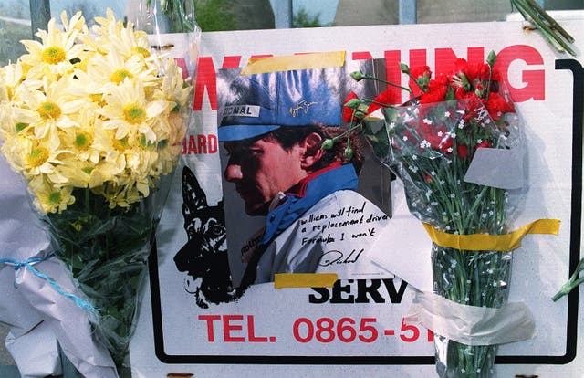 A floral tribute to Ayrton Senna in Imola
