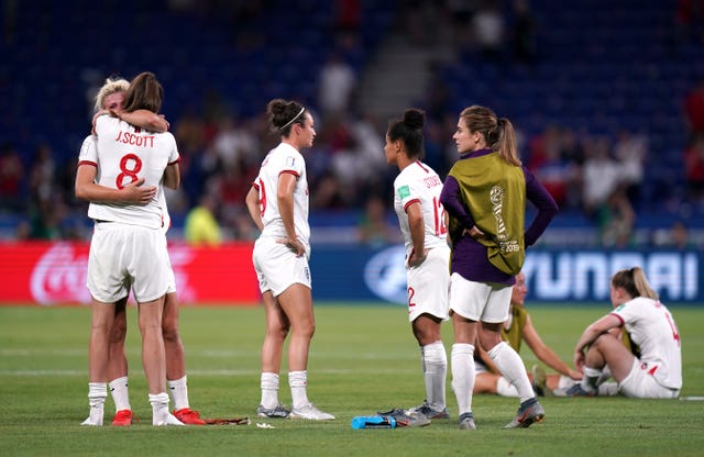 England players appear dejected after the final whistle