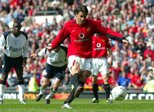 Ruud van Nistelrooy scored two penalties as United beat 10-man Liverpool 4-0 in April 2003.