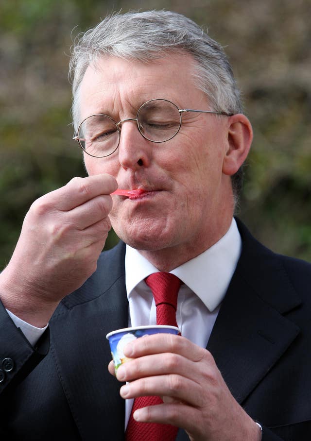 Hilary Benn eating ice cream during a 2010 general election campaign stop (Andrew Milligan/PA)