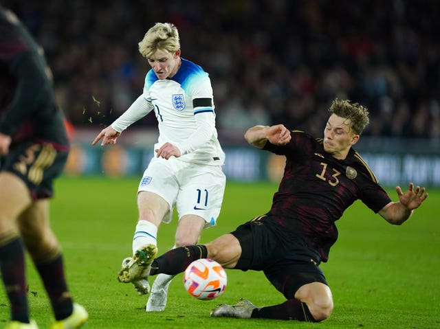 Gordon (left) helped the Under-21s beat Germany 3-1 on Tuesday (Mike Egerton/PA).