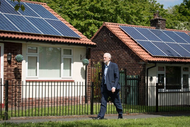 Labour leader Jeremy Corbyn during a visit to Salford