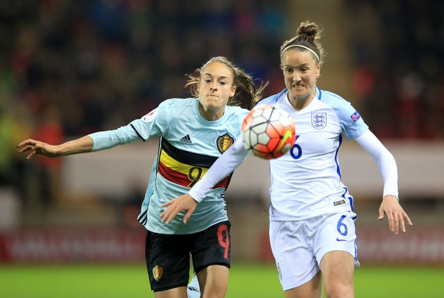 Casey Stoney, right, made 130 appearances for England
