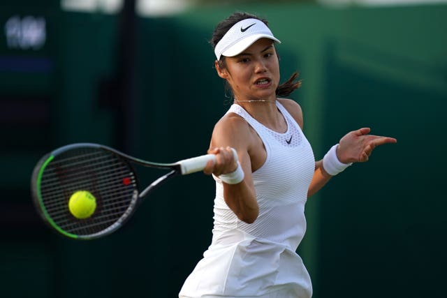 Emma Raducanu produced an explosive array of hitting in a second round win at Wimbledon