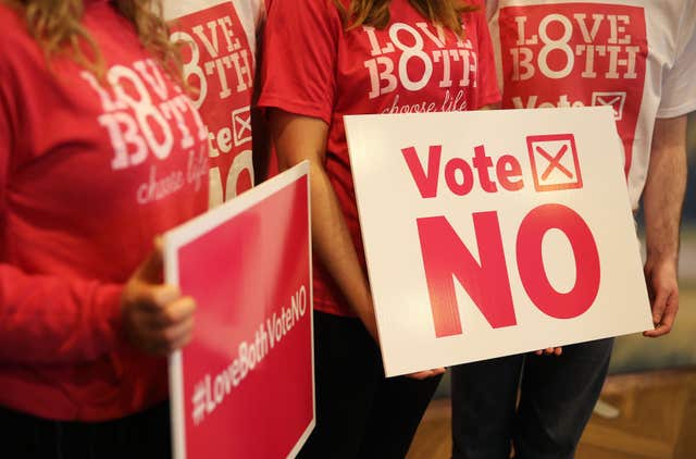 Campaigners at the launch of the LoveBoth Vote No campaign (Brian Lawless/PA)
