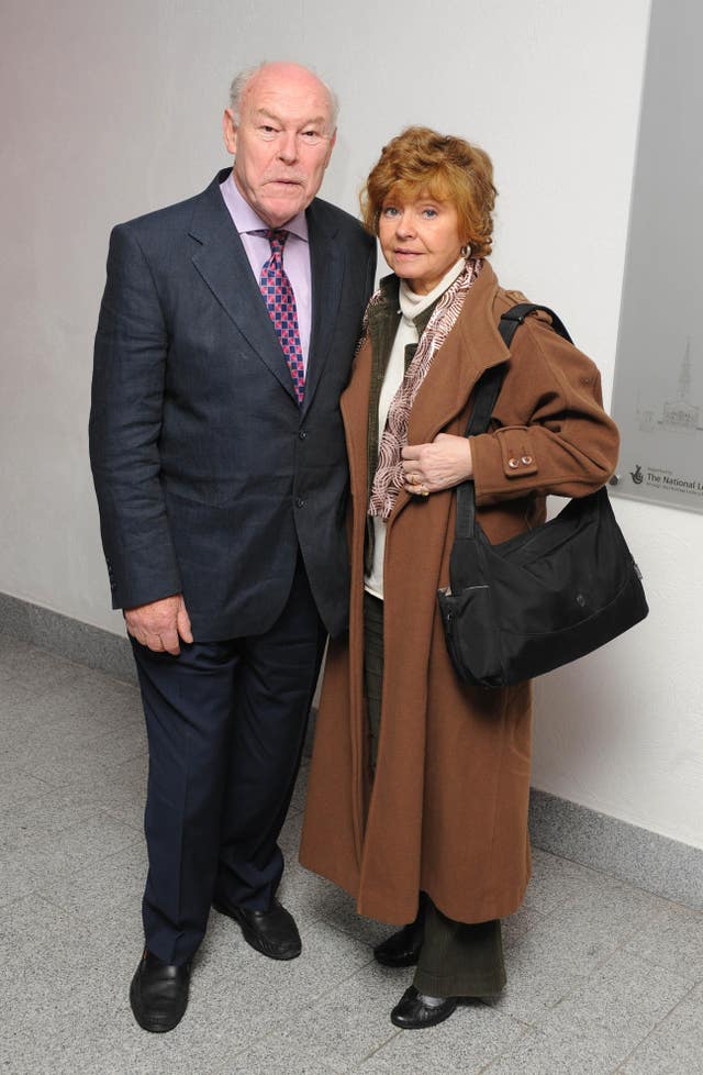 Timothy West and Prunella Scales arrive at the after-party for Entertaining Mr Sloane at The Crypt in London