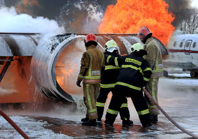 Members of the Slovakian Air Force in action (Gareth Fuller/PA)