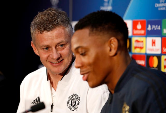 Ole Gunnar Solskjaer, left, and Anthony Martial 