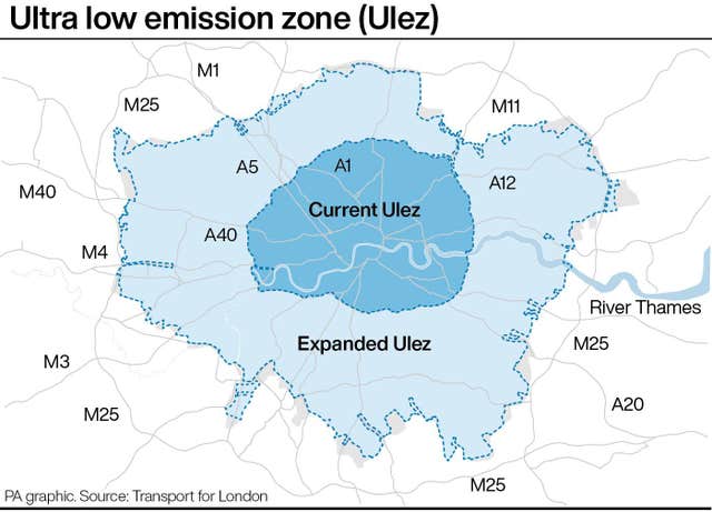 A graphic showing Ulez expansion