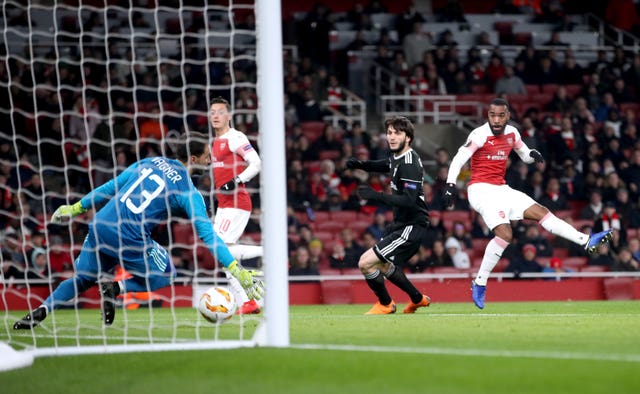 Alexandre Lacazette (right) scored the only goal of the game as Arsenal beat Qarabag.
