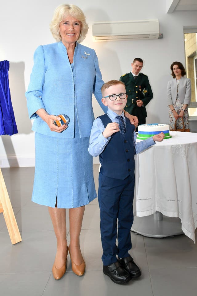 There she met Henry Coles, nine, from Bristol, who dialled 999 when his mum Bethany Uren, 31, was taken ill (Ben Birchall/PA)