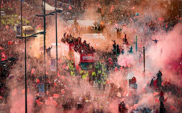 Thousands of fans lined the smoky streets of Liverpool to welcome home the five-time European champions in June. A day after beating Tottenham in Madrid, Jurgen Klopp's team paraded the Champions League trophy from an open-top bus, with some supporters climbing traffic lights to catch a glimpse of their heroes