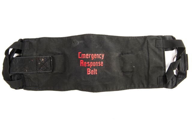 An Emergency Response Belt used to restrain Thomas Orchard