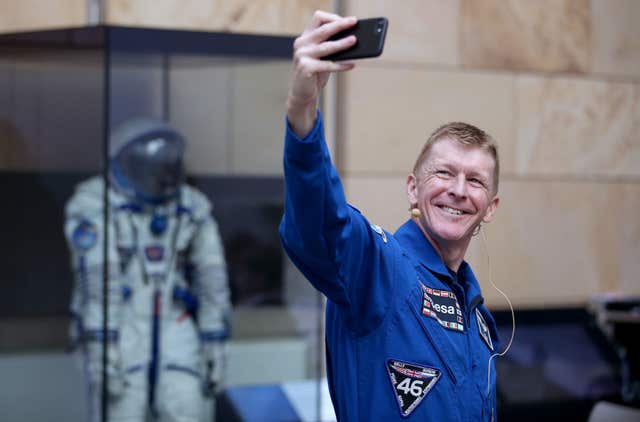 Also on display is the spacesuit Major Peake wore on his high-speed journey back from the International Space Station (Jane Barlow/PA)