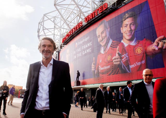 Sir Jim Ratcliffe outside Old Trafford