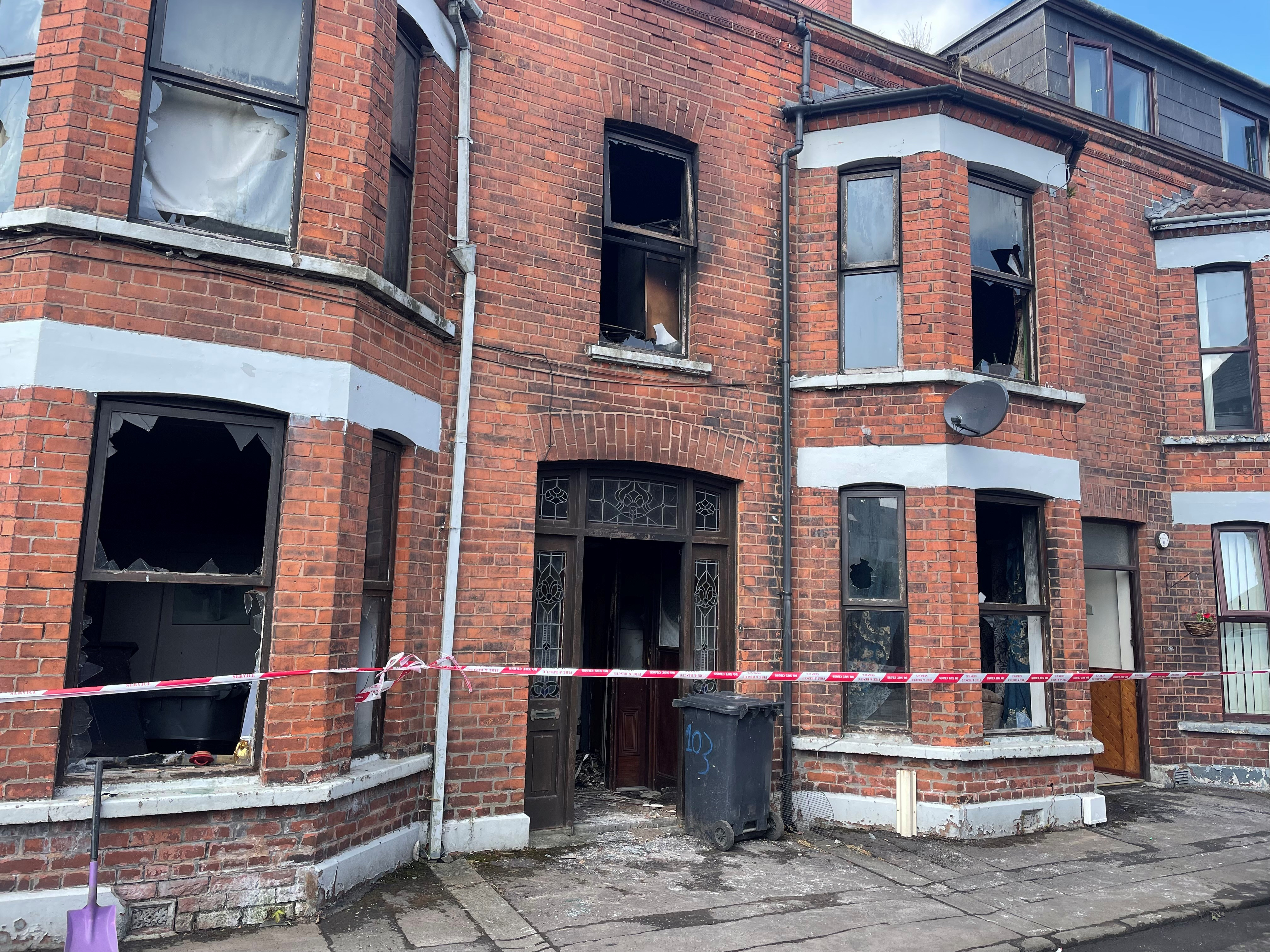 A damaged property at Clonavon Terrace in Ballymena