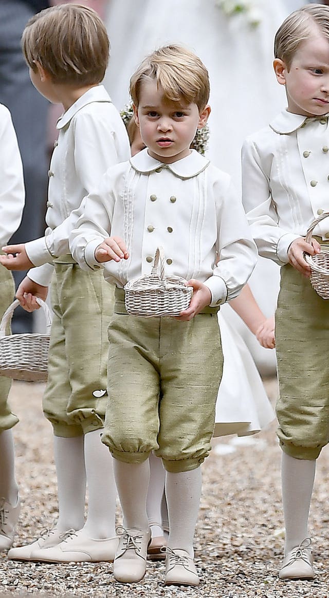  Prince George, who was one of the page boys at the wedding of Pippa Middleton (Justin Tallis/PA)