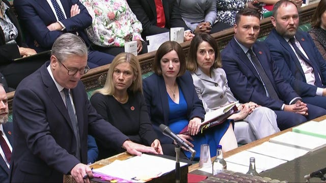 Screen grab of Prime Minister Sir Keir Starmer speaking during Prime Minister’s Questions