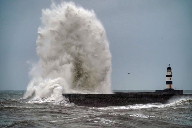 Giant waves at Seaham in County Durham