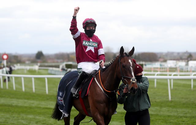 Jockey Jack Kennedy after winning the Aintree Hurdle on Abacadabras