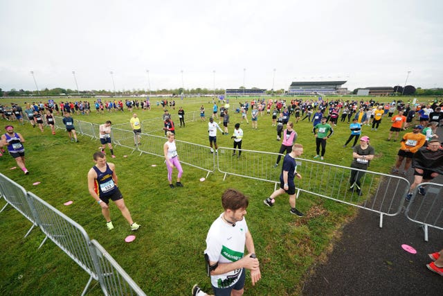 Runners were taking part in a socially distances and a non socially distanced 5k (Yui Mok/PA)