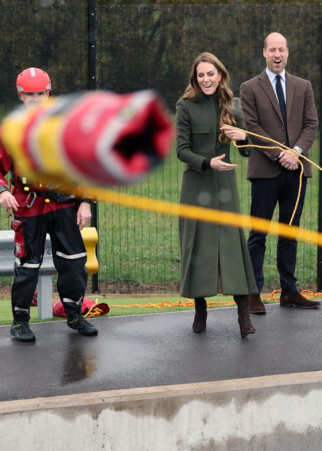 The Prince and Princess of Wales take part in a training scenario