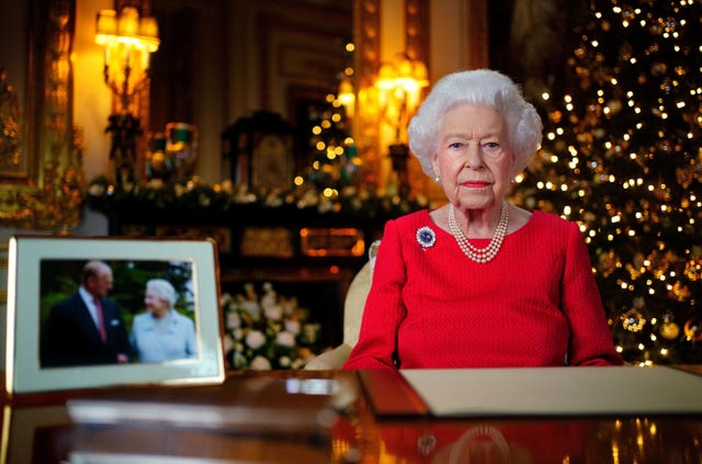 The Queen recorded her final Christmas broadcast in the White Drawing Room in Windsor Castle in 2021
