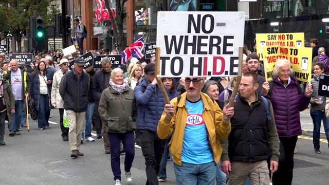 People protesting against digital ID